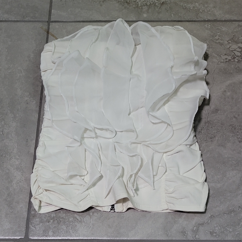 Body Central White Ruffled Top